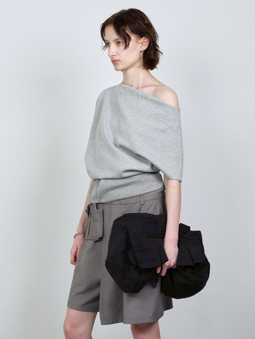 【NACHE】FOLDED DRAPING SWEATSHIRT