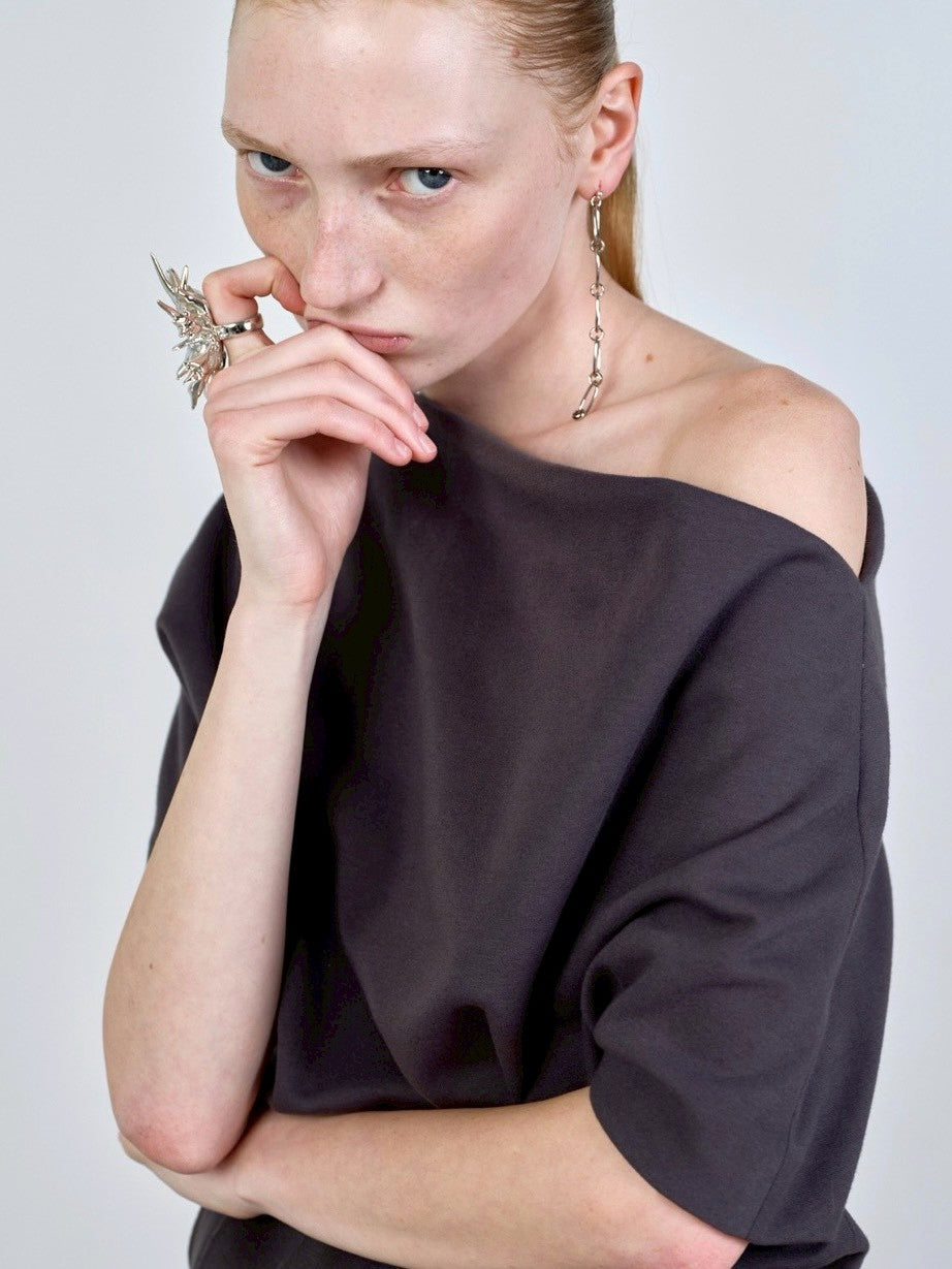 【NACHE】FOLDED DRAPING SWEATSHIRT