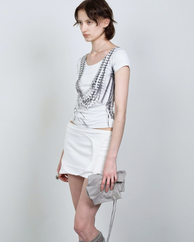 【NACHE】PEARL NECKLACE PRINTED T-SHIRT