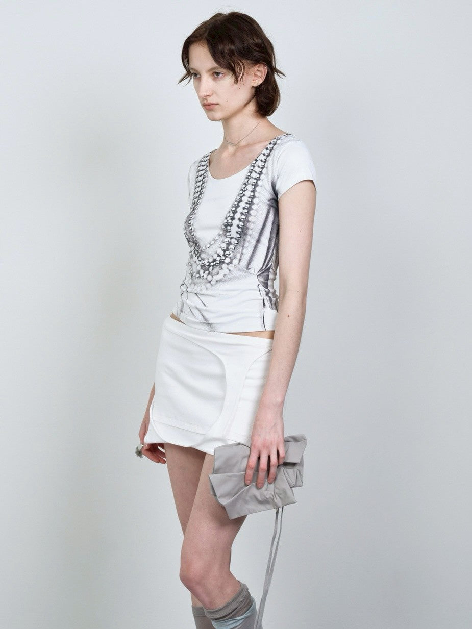 【NACHE】PEARL NECKLACE PRINTED T-SHIRT