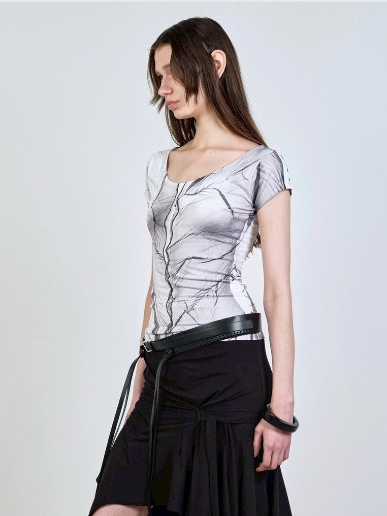 【NACHE】SHEER TORSO PRINTED T-SHIRT