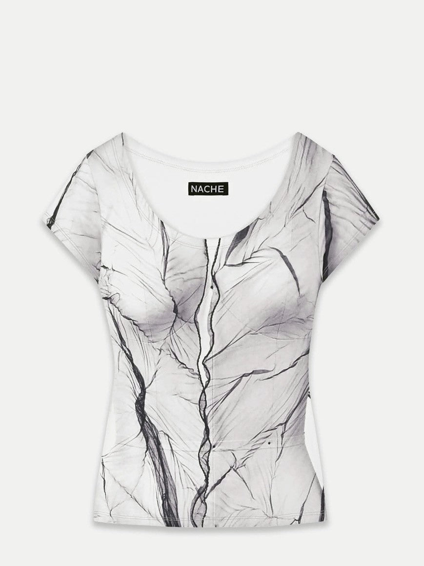 【NACHE】SHEER TORSO PRINTED T-SHIRT