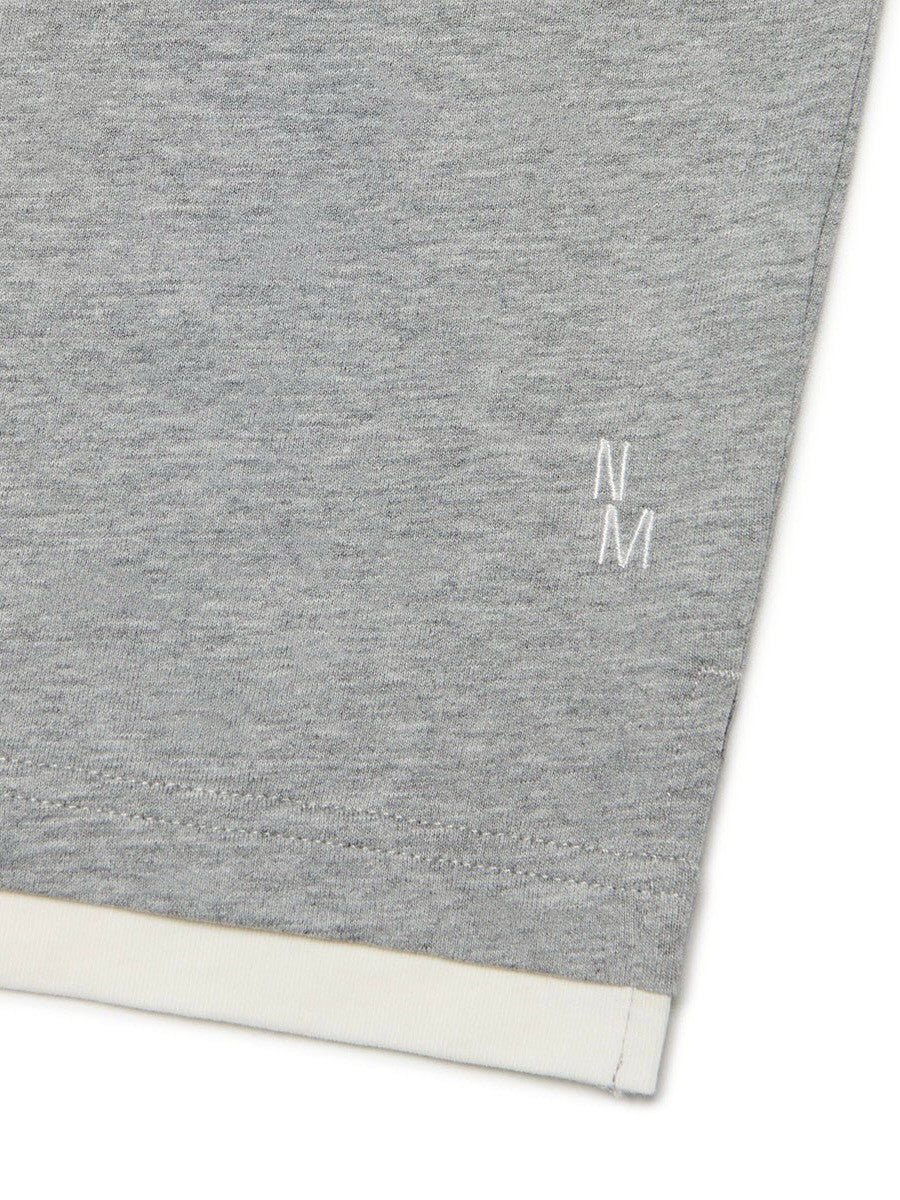 【NOMANUAL】LAYERED HENLEY NECK LONG SLEEVE TEE