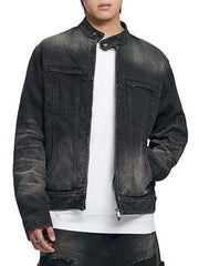 【NOMANUAL】WASHED DENIM RIDER JACKET