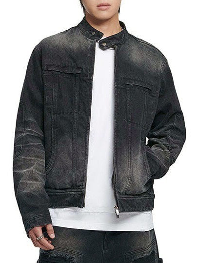 【NOMANUAL】WASHED DENIM RIDER JACKET