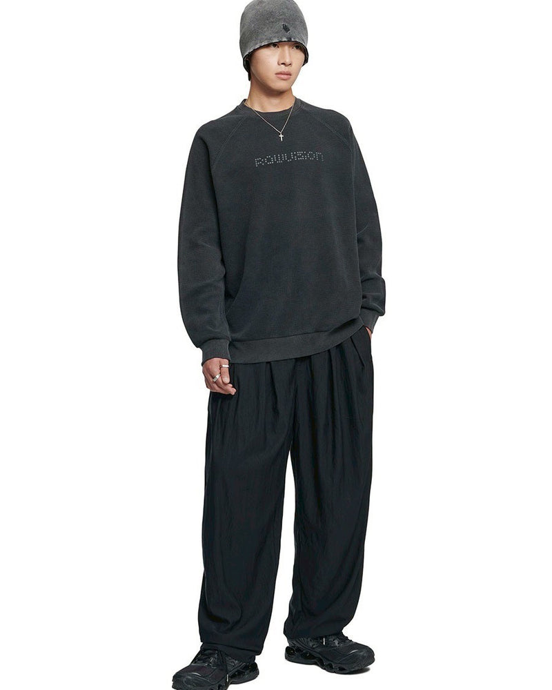【NOMANUAL】DOT MATRIX TEXT WAFFLE LONG SLEEVE TEE
