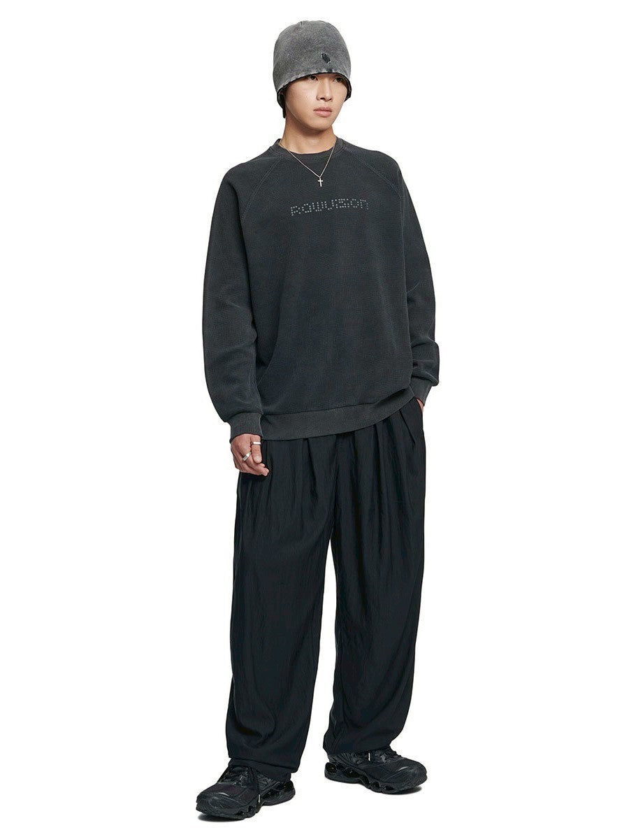 【NOMANUAL】DOT MATRIX TEXT WAFFLE LONG SLEEVE TEE