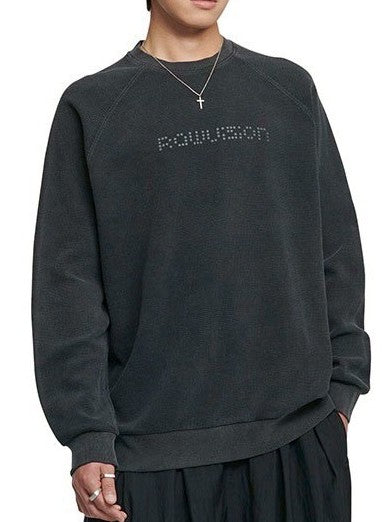 【NOMANUAL】DOT MATRIX TEXT WAFFLE LONG SLEEVE TEE