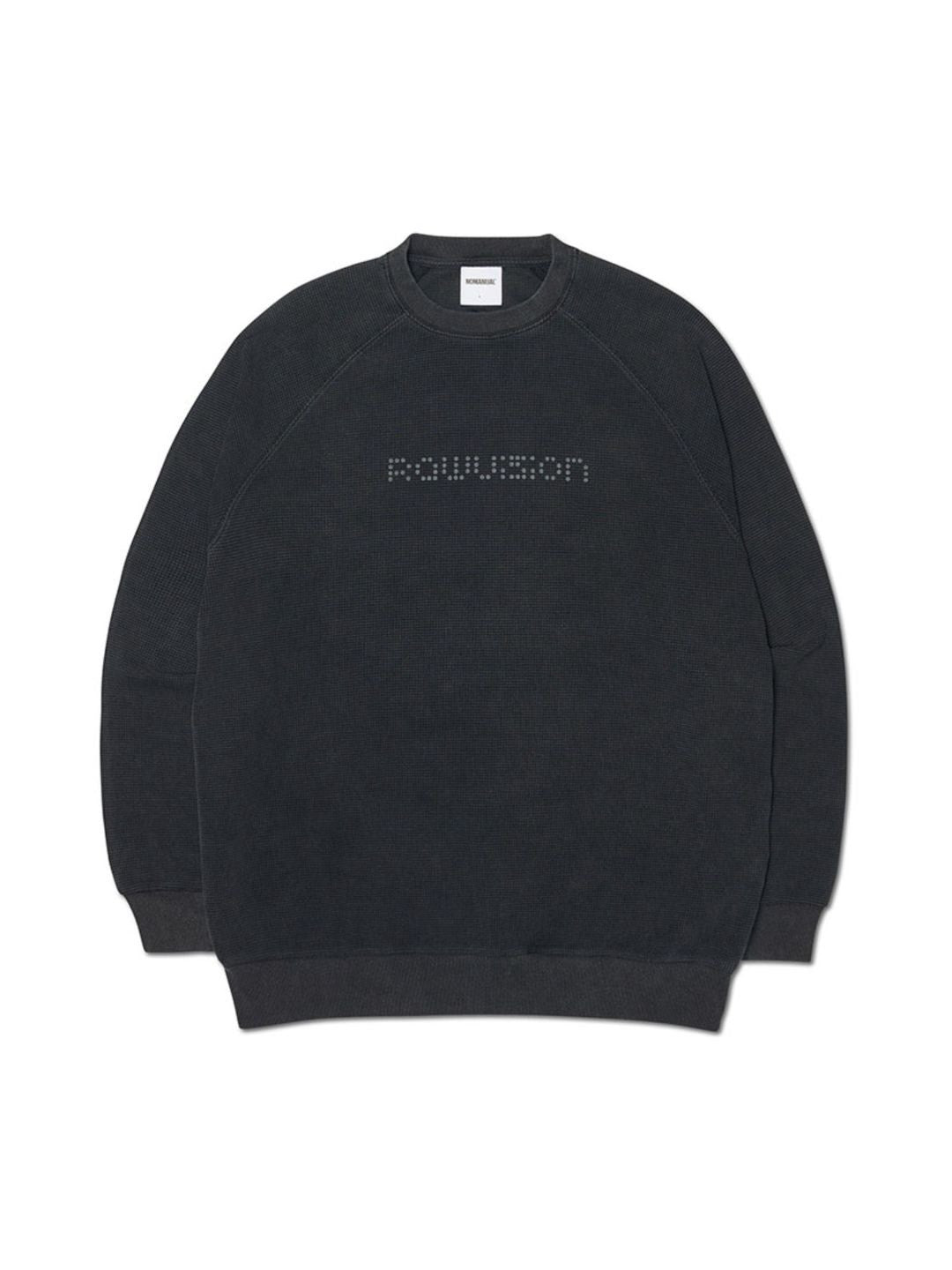 【NOMANUAL】DOT MATRIX TEXT WAFFLE LONG SLEEVE TEE