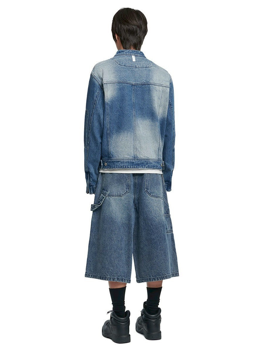 【NOMANUAL】WASHED DENIM RIDER JACKET