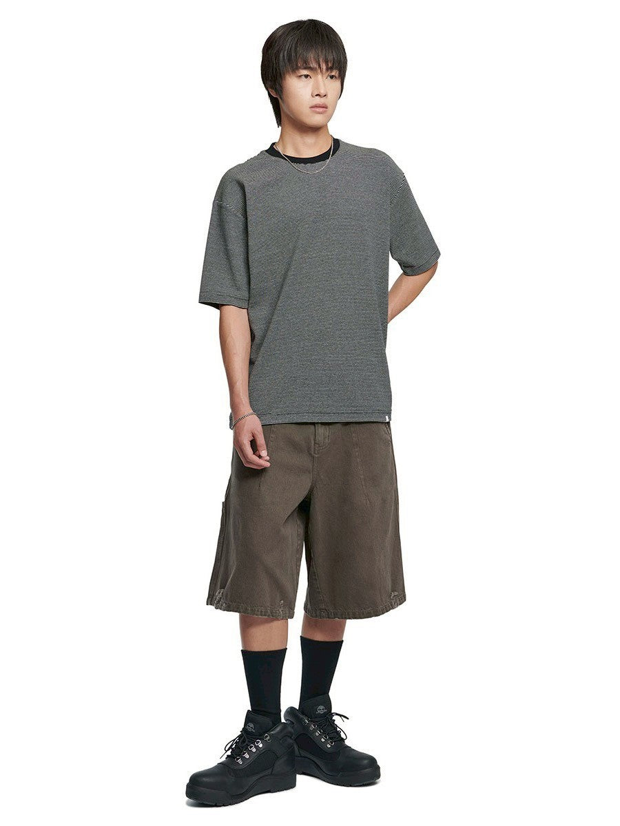 【NOMANUAL】FINE STRIPE T-SHIRT