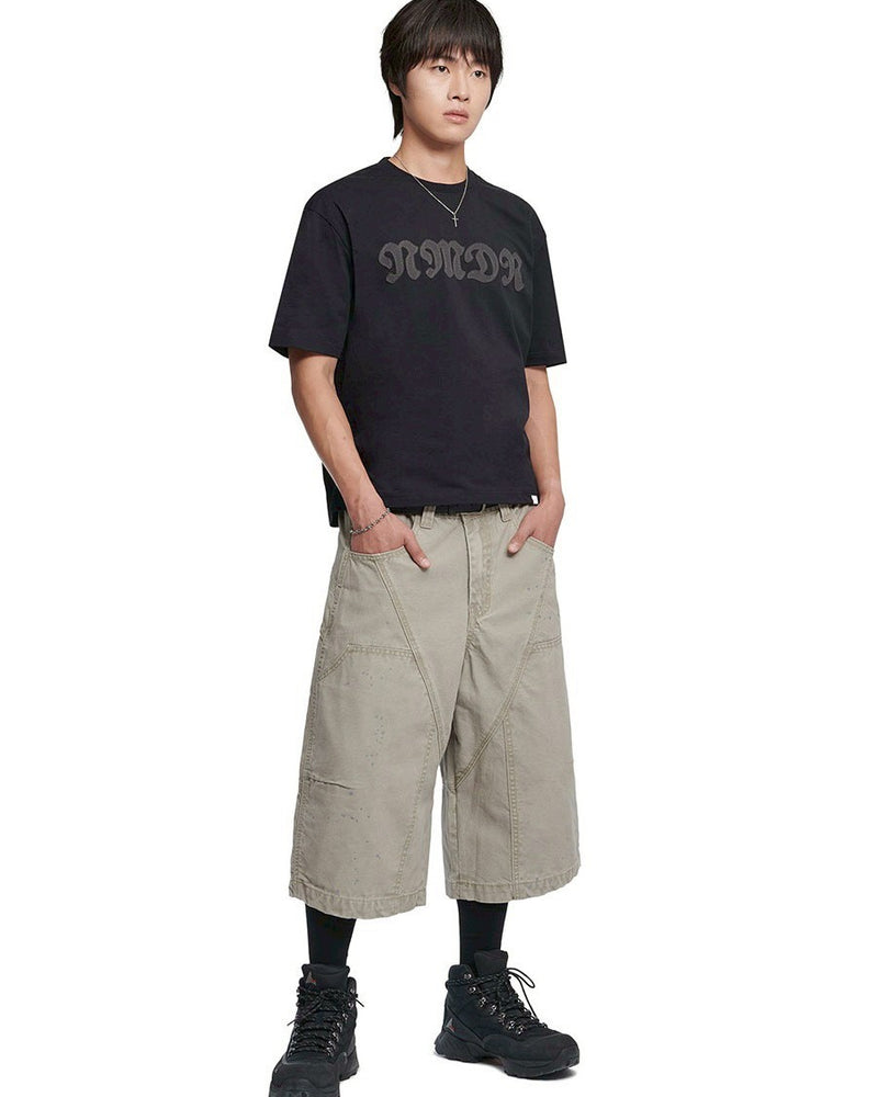 【NOMANUAL】WAFFLE PATCHED CROP T-SHIRT