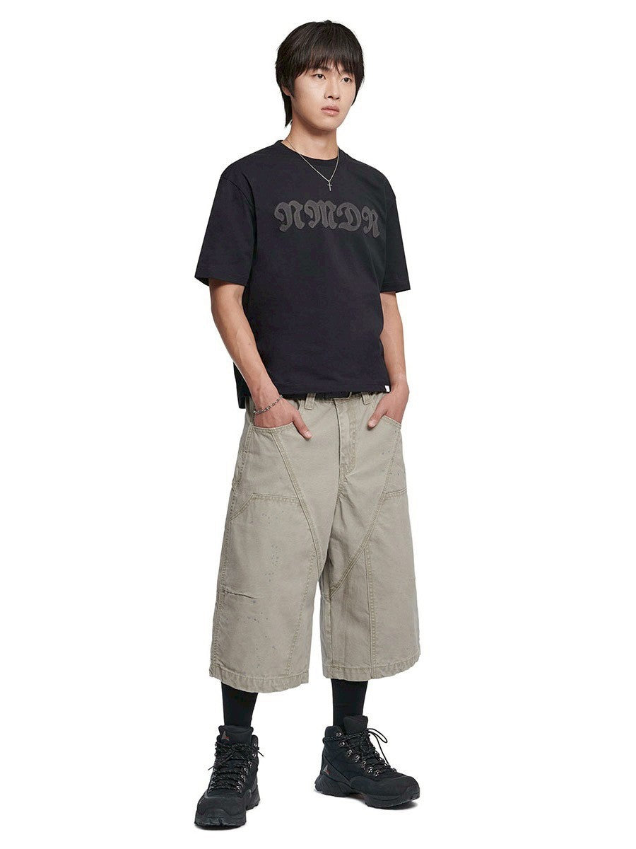 【NOMANUAL】WAFFLE PATCHED CROP T-SHIRT