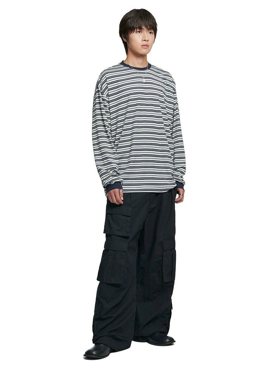 【NOMANUAL】OFFBEAT STRIPE LONG SLEEVE TEE