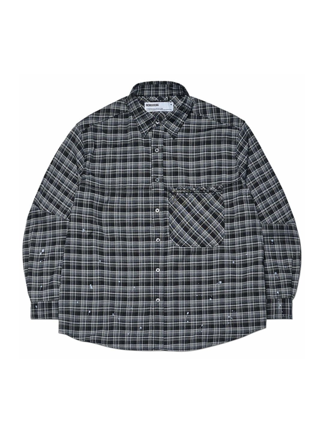 【NOMANUAL】PAINTED PLAID SHIRT
