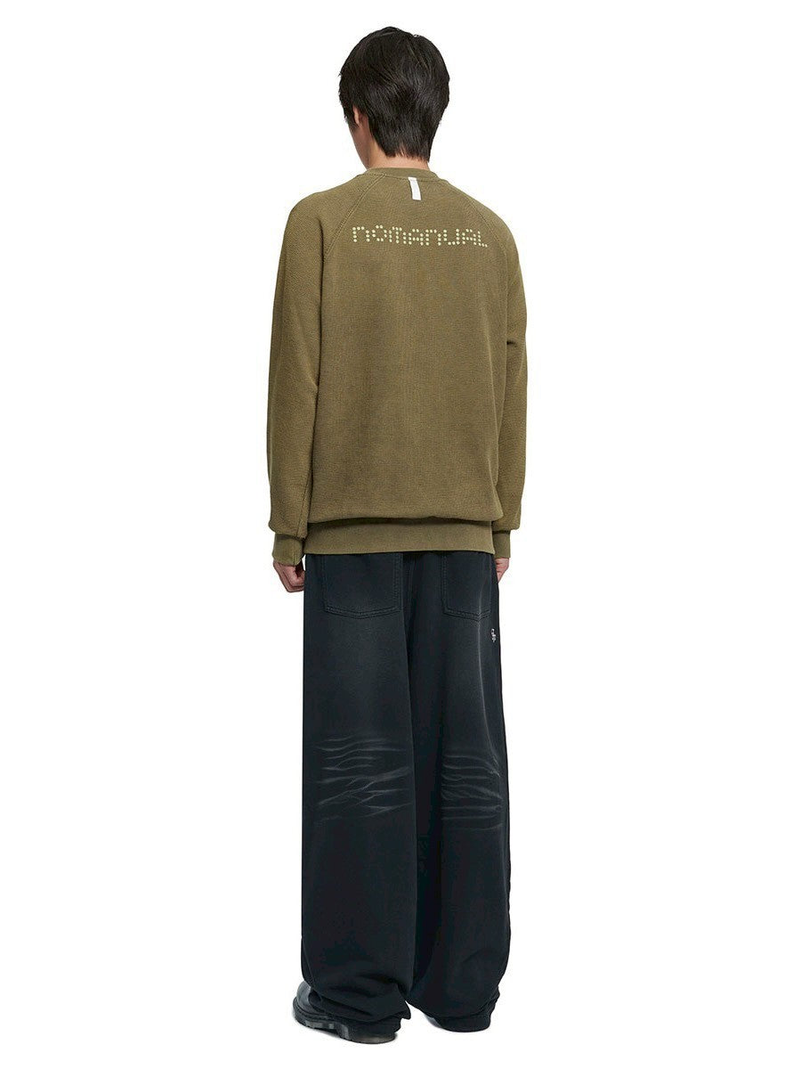【NOMANUAL】DOT MATRIX TEXT WAFFLE LONG SLEEVE TEE