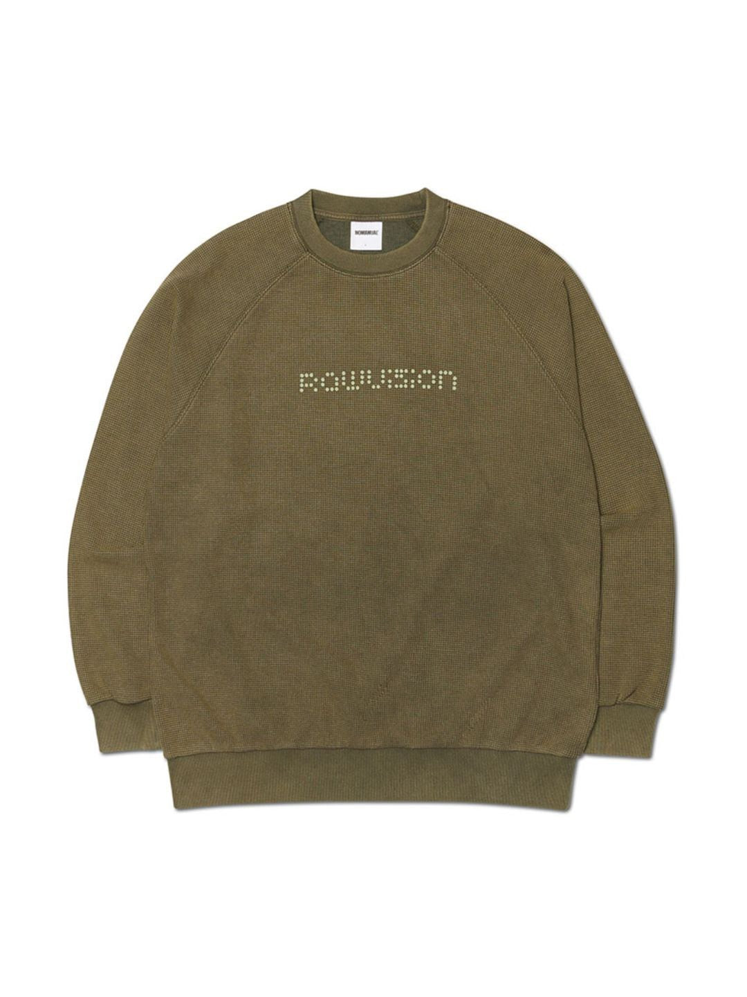 【NOMANUAL】DOT MATRIX TEXT WAFFLE LONG SLEEVE TEE