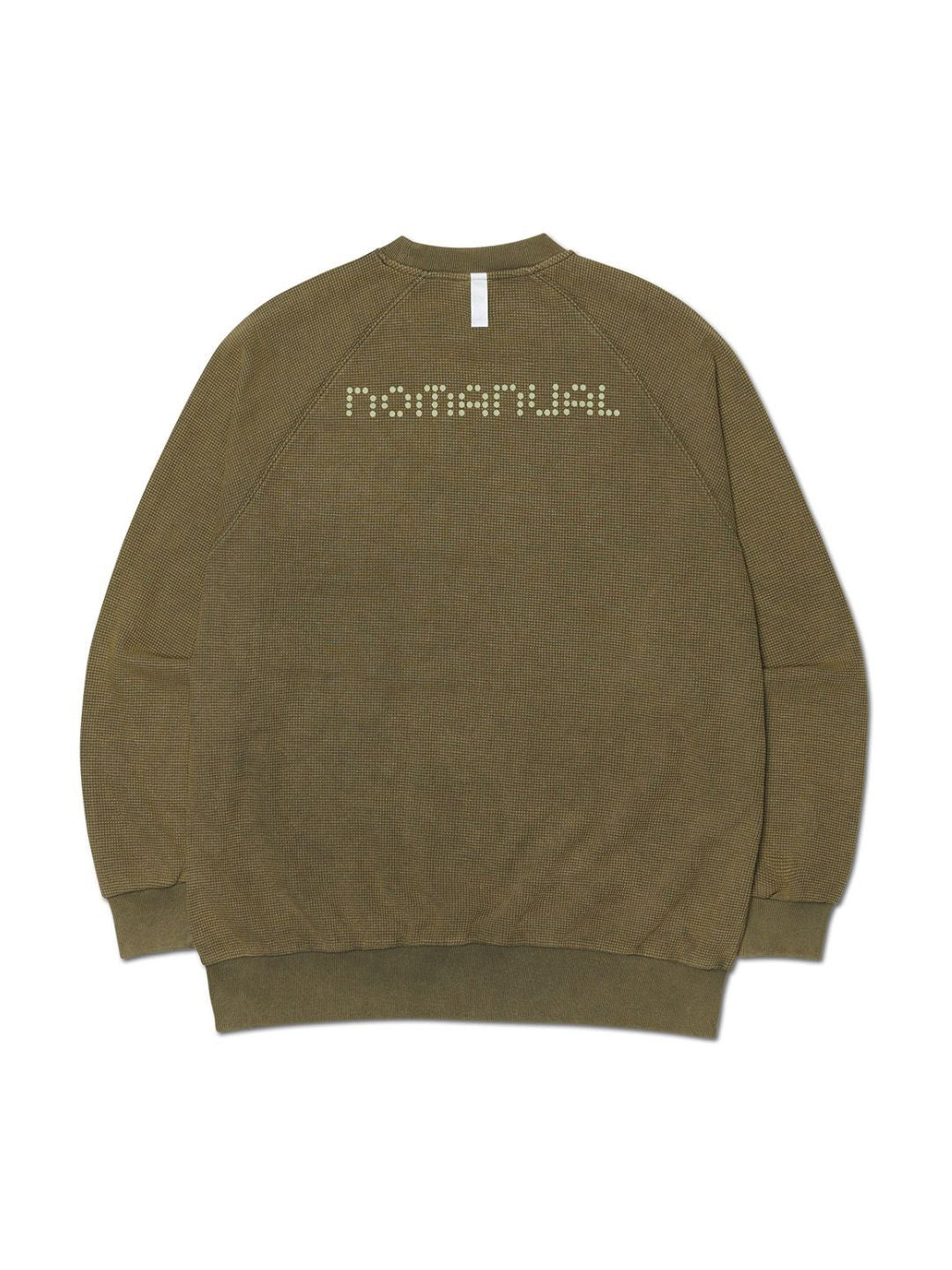 【NOMANUAL】DOT MATRIX TEXT WAFFLE LONG SLEEVE TEE