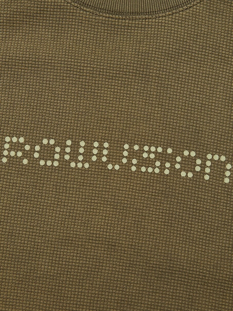 【NOMANUAL】DOT MATRIX TEXT WAFFLE LONG SLEEVE TEE