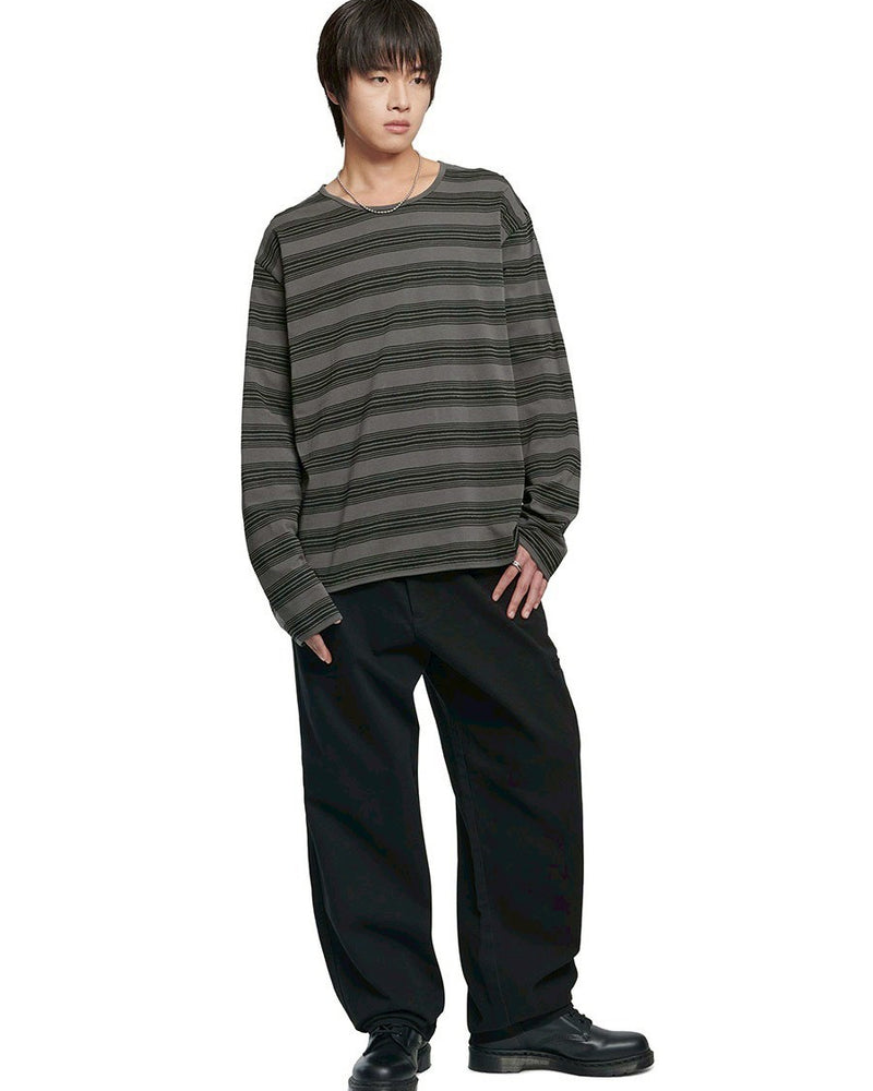 【NOMANUAL】PAINTED STRIPE LONG SLEEVE TEE