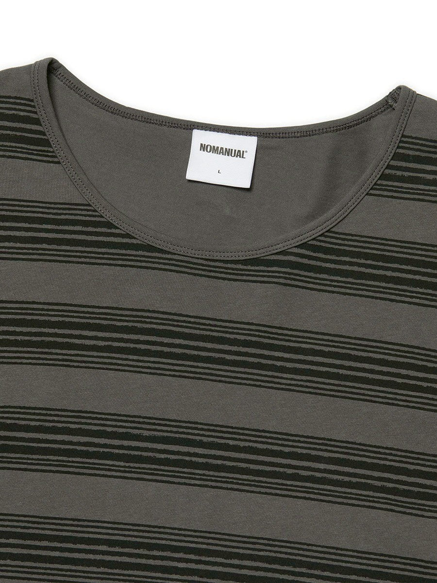 【NOMANUAL】PAINTED STRIPE LONG SLEEVE TEE