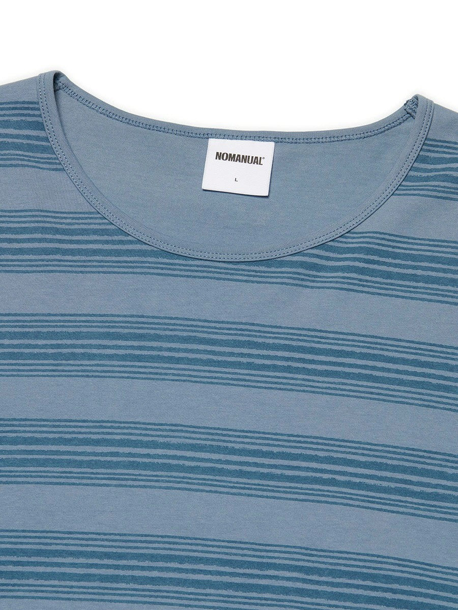 【NOMANUAL】PAINTED STRIPE LONG SLEEVE TEE