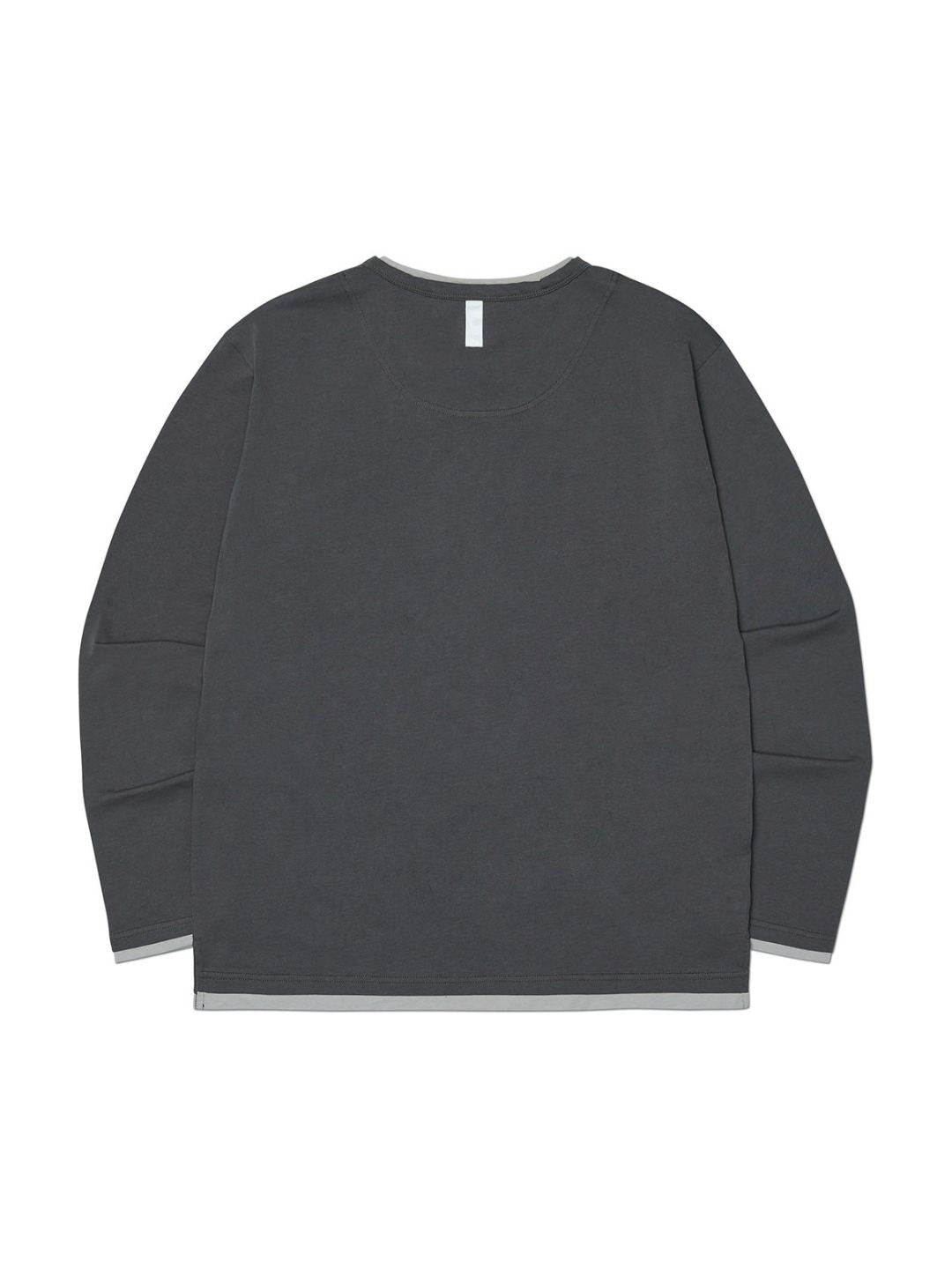 【NOMANUAL】LAYERED HENLEY NECK LONG SLEEVE TEE