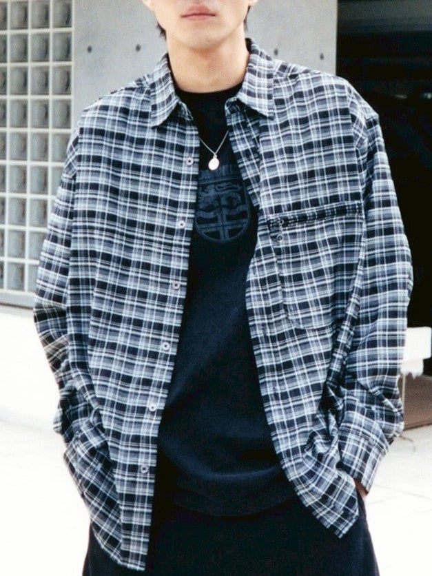 【NOMANUAL】PAINTED PLAID SHIRT