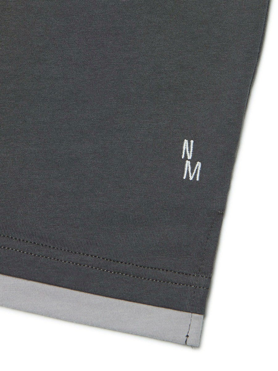 【NOMANUAL】LAYERED HENLEY NECK LONG SLEEVE TEE