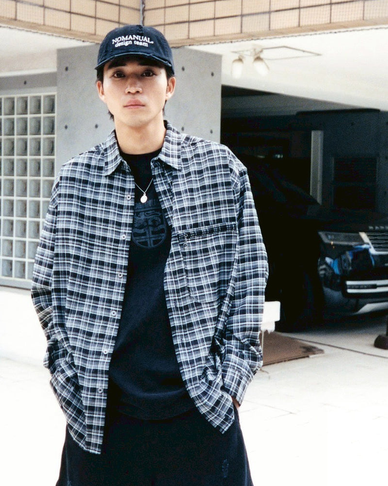 【NOMANUAL】PAINTED PLAID SHIRT