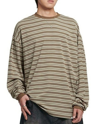 【NOMANUAL】OFFBEAT STRIPE LONG SLEEVE TEE