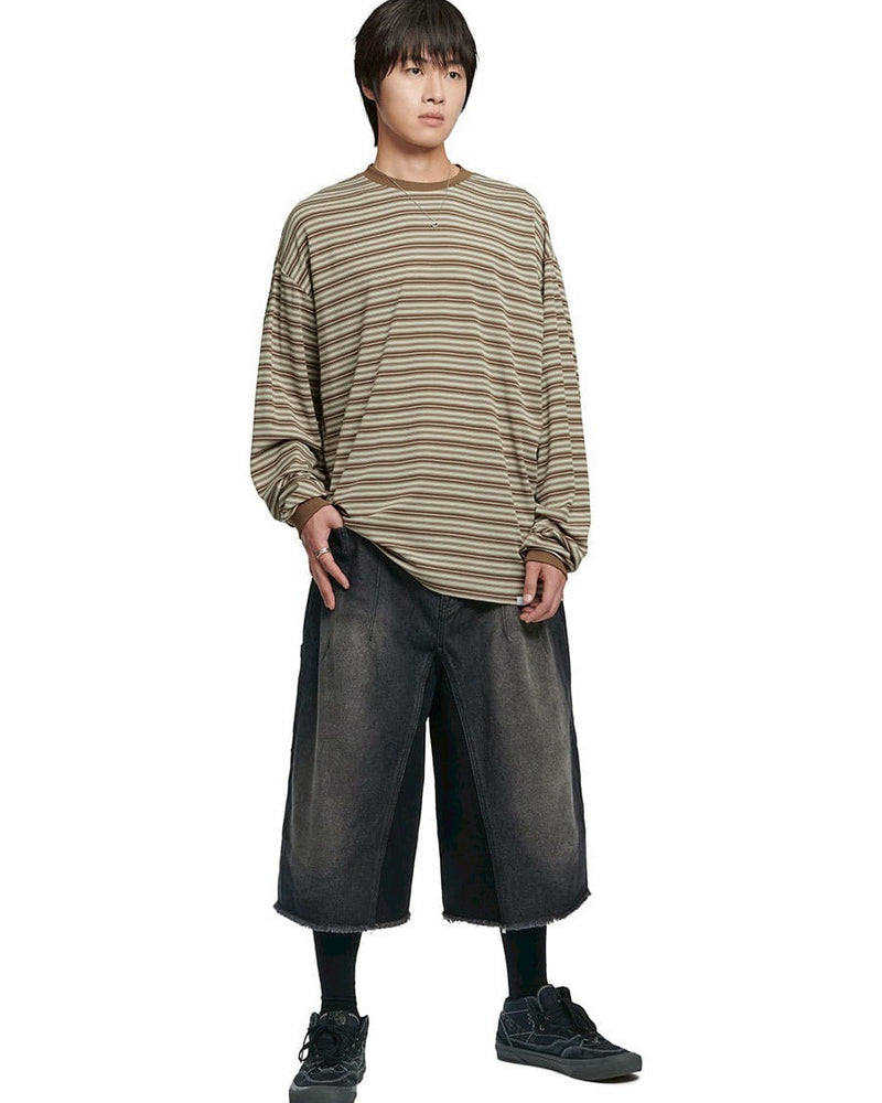 【NOMANUAL】OFFBEAT STRIPE LONG SLEEVE TEE