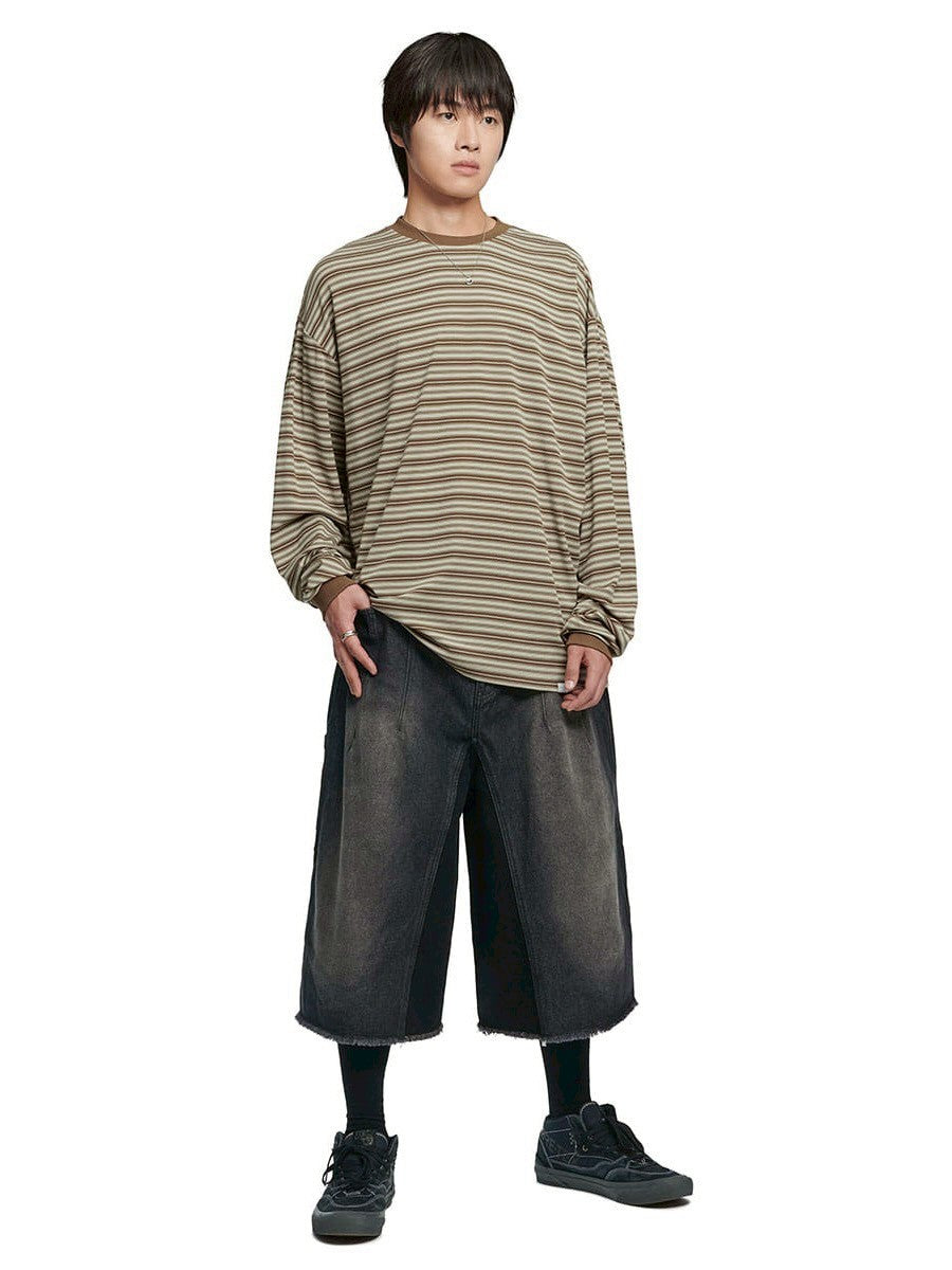 【NOMANUAL】OFFBEAT STRIPE LONG SLEEVE TEE
