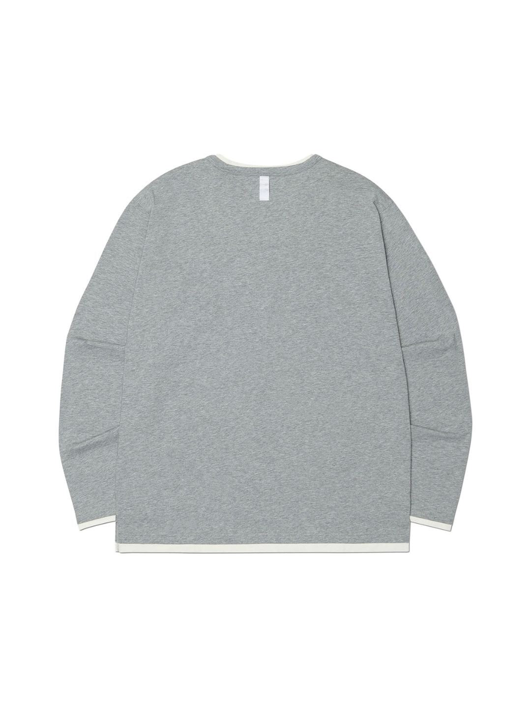 【NOMANUAL】LAYERED HENLEY NECK LONG SLEEVE TEE