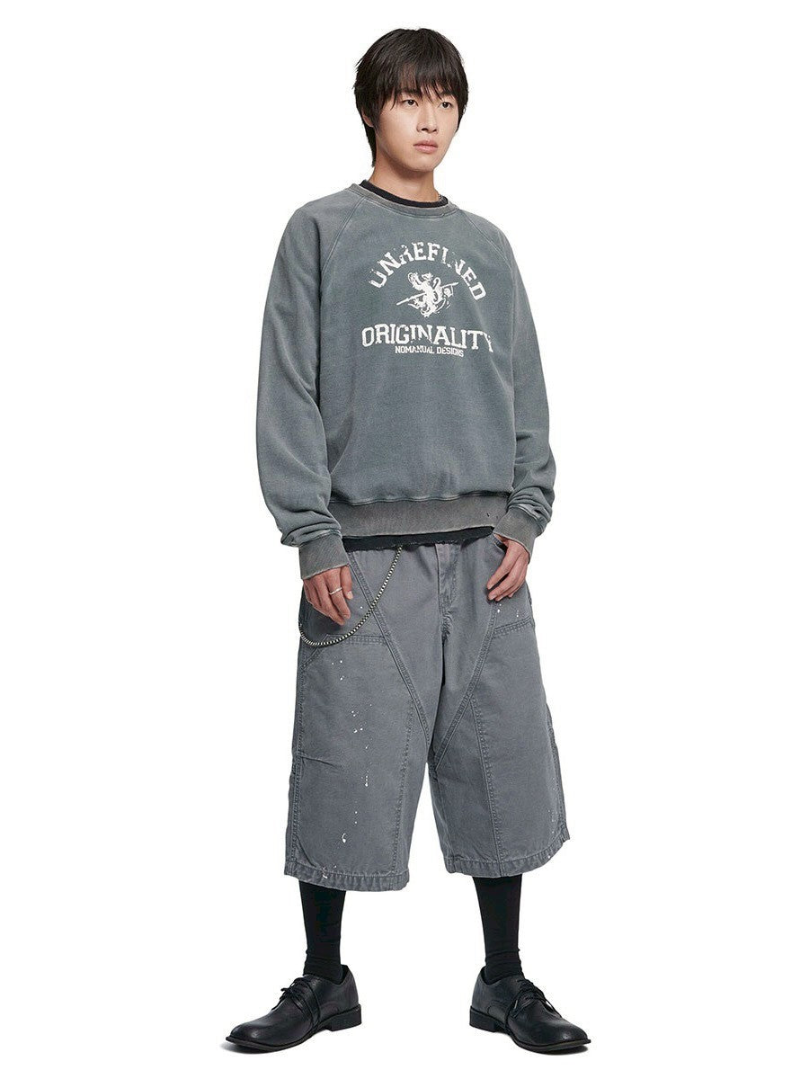 【NOMANUAL】UNREFINED EMBLEM RAGLAN SWEATSHIRT