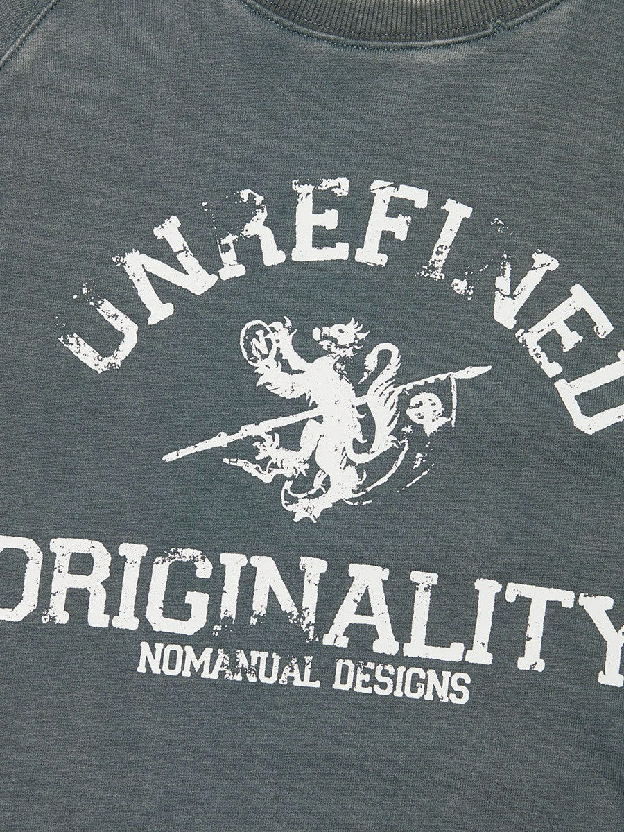 【NOMANUAL】UNREFINED EMBLEM RAGLAN SWEATSHIRT