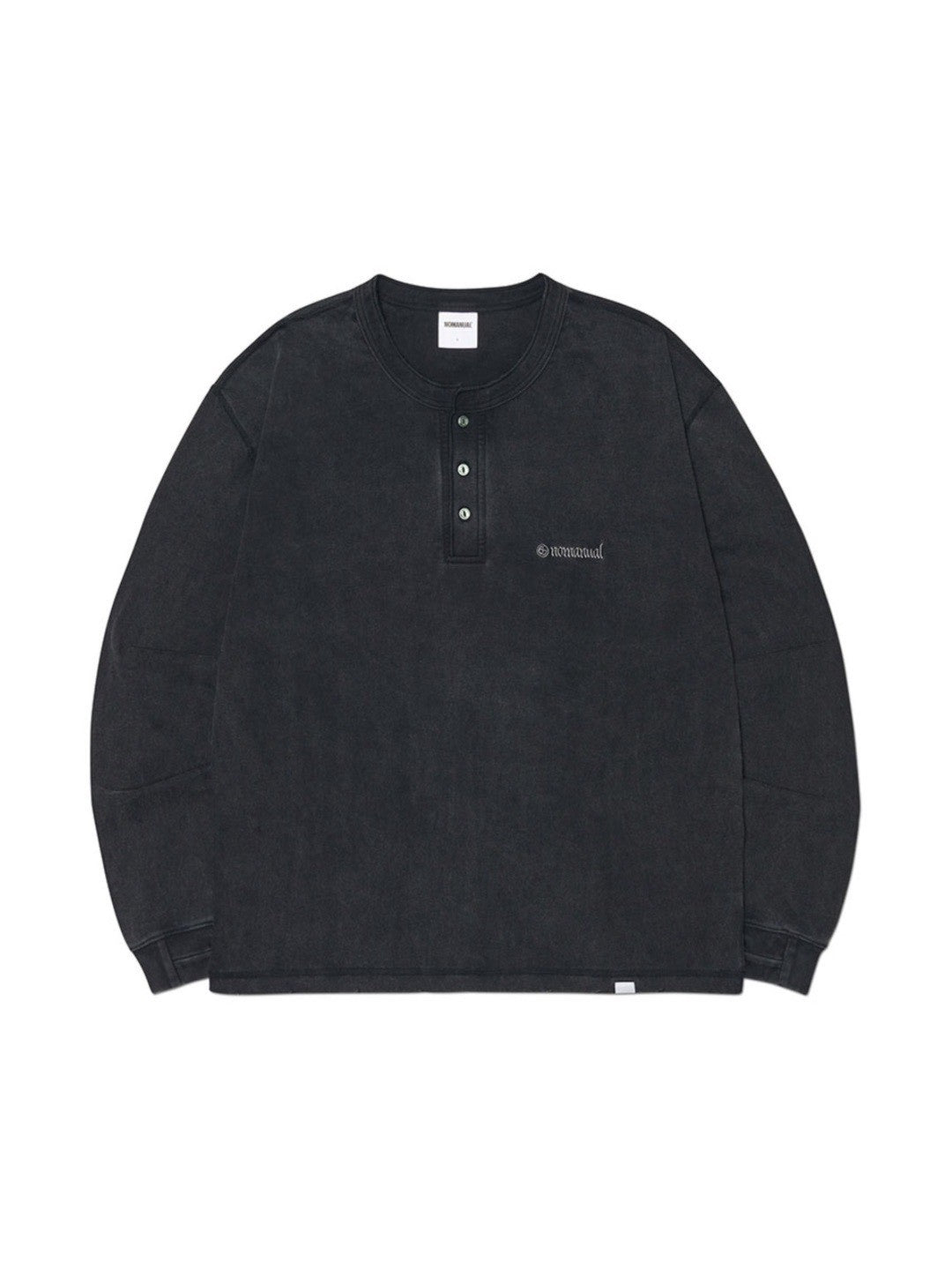 【NOMANUAL】DAMAGED HENLEY NECK SHIRT