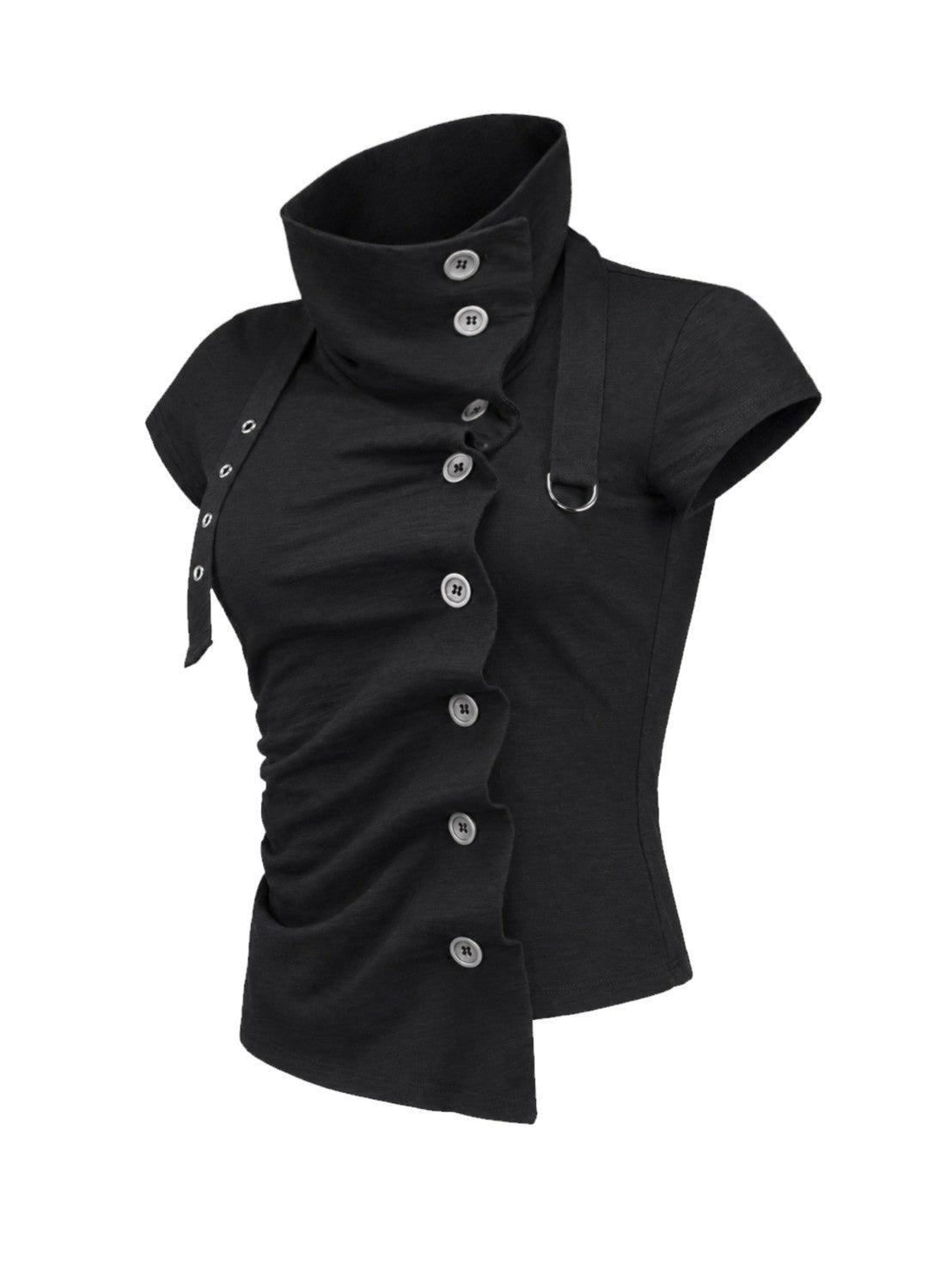 【NOT KNOWING】Drape Button Shirring Top