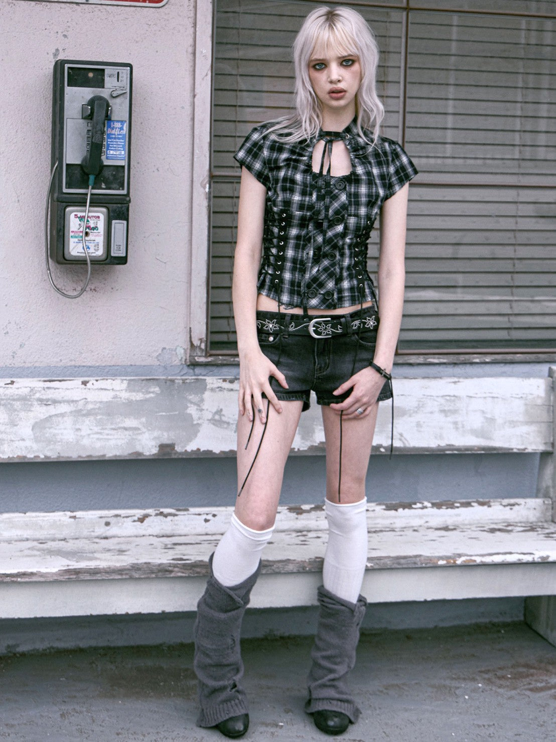 【NOT KNOWING】Double Lace Up Blouse