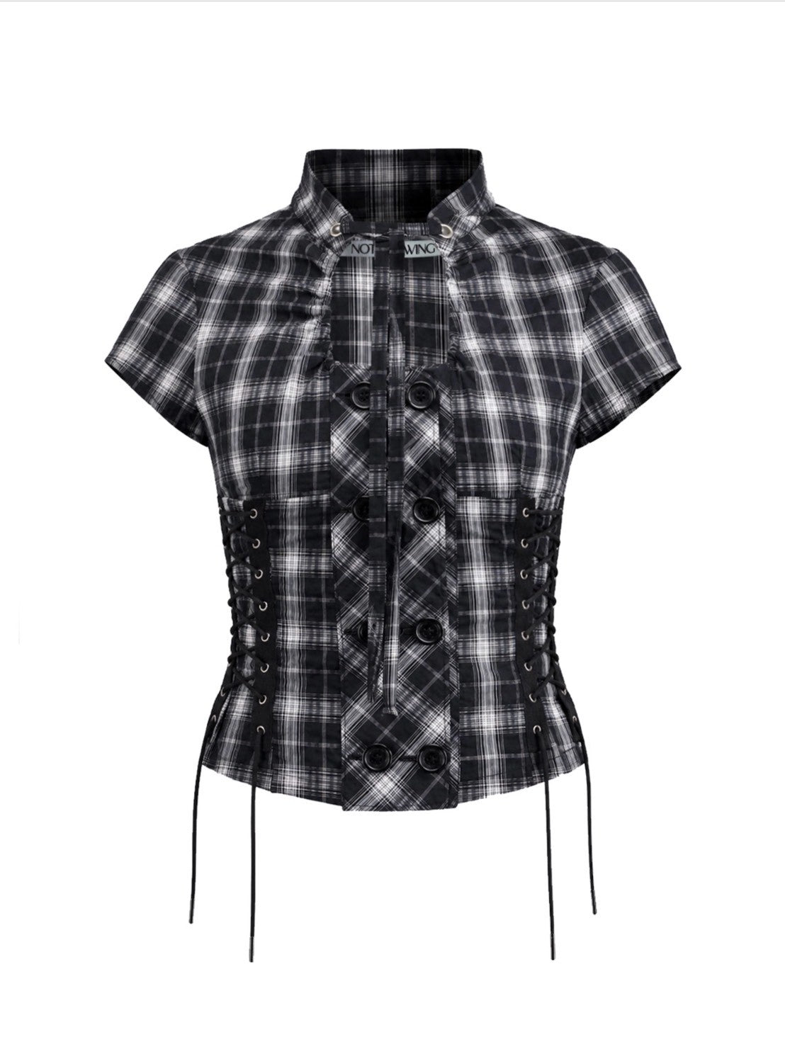 【NOT KNOWING】Double Lace Up Blouse