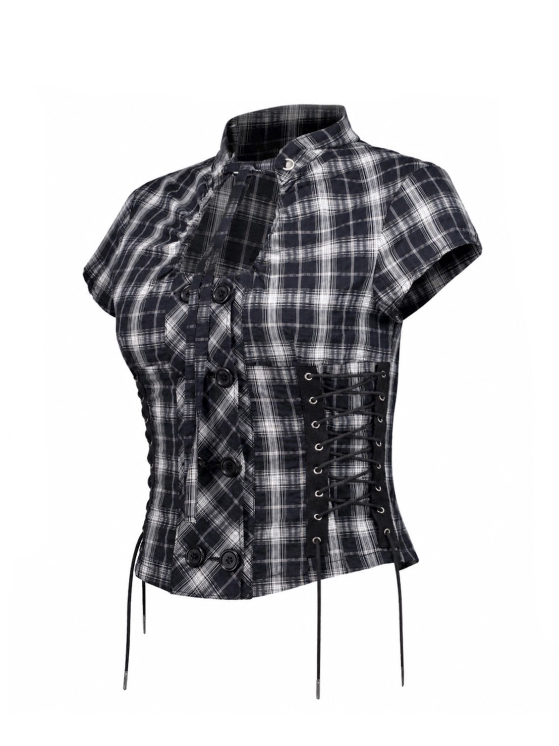 【NOT KNOWING】Double Lace Up Blouse