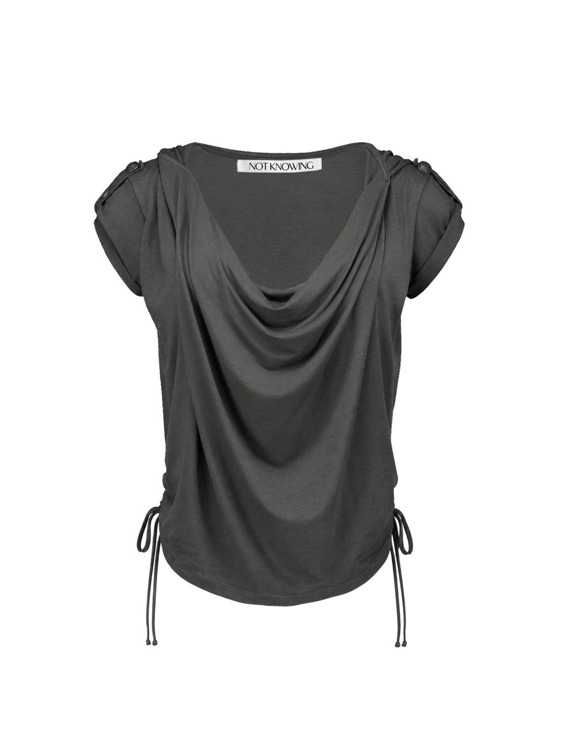 【NOT KNOWING】Mili Drape Half Hoodie