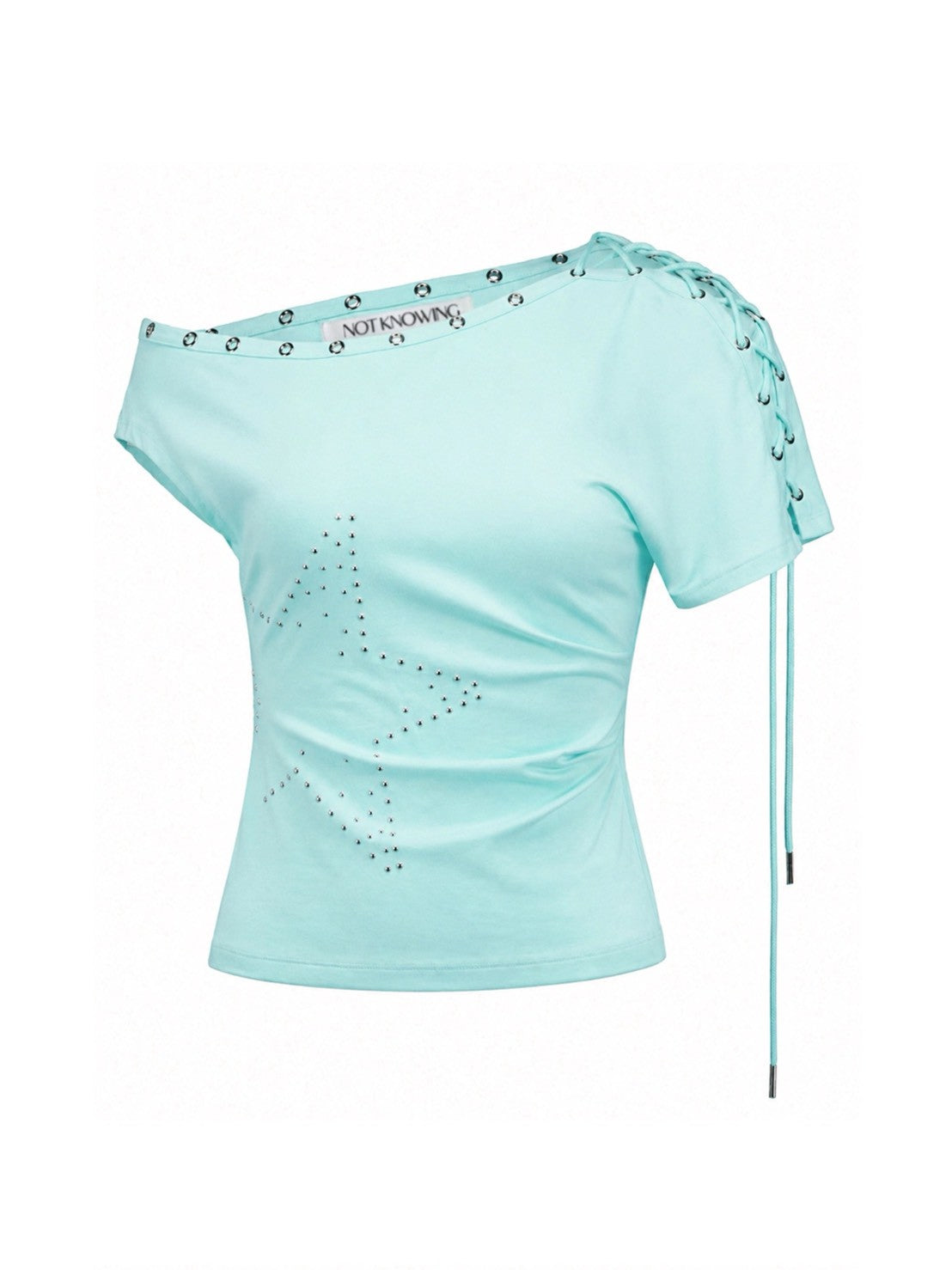 【NOT KNOWING】One Shoulder Lace Up Top