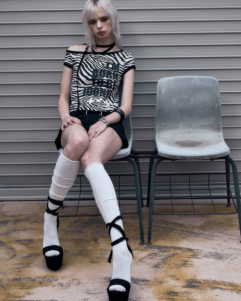 【NOT KNOWING】One Shoulder Ringer Top