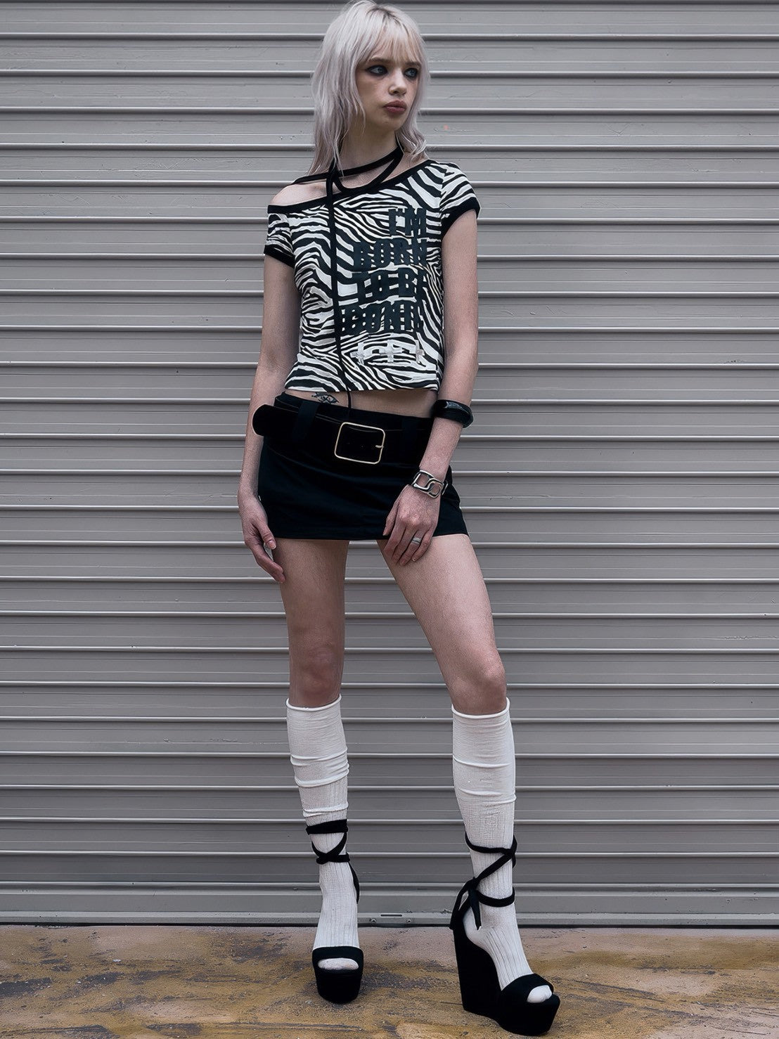 【NOT KNOWING】One Shoulder Ringer Top