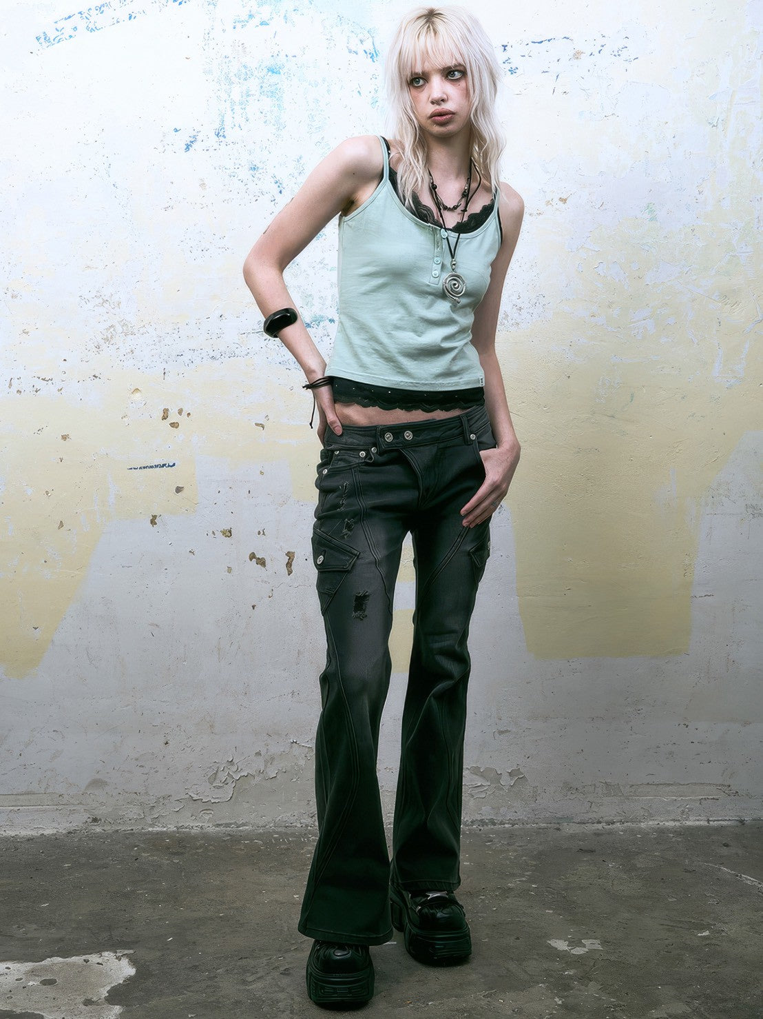 【NOT KNOWING】Lace Layered Cami Set