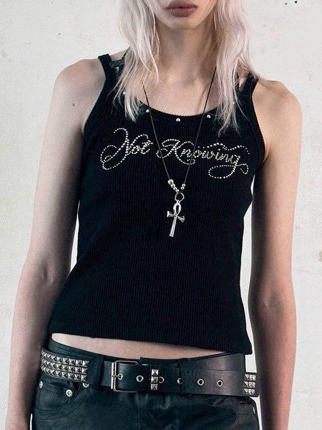 【NOT KNOWING】Hotfix Ribbed Tank Top