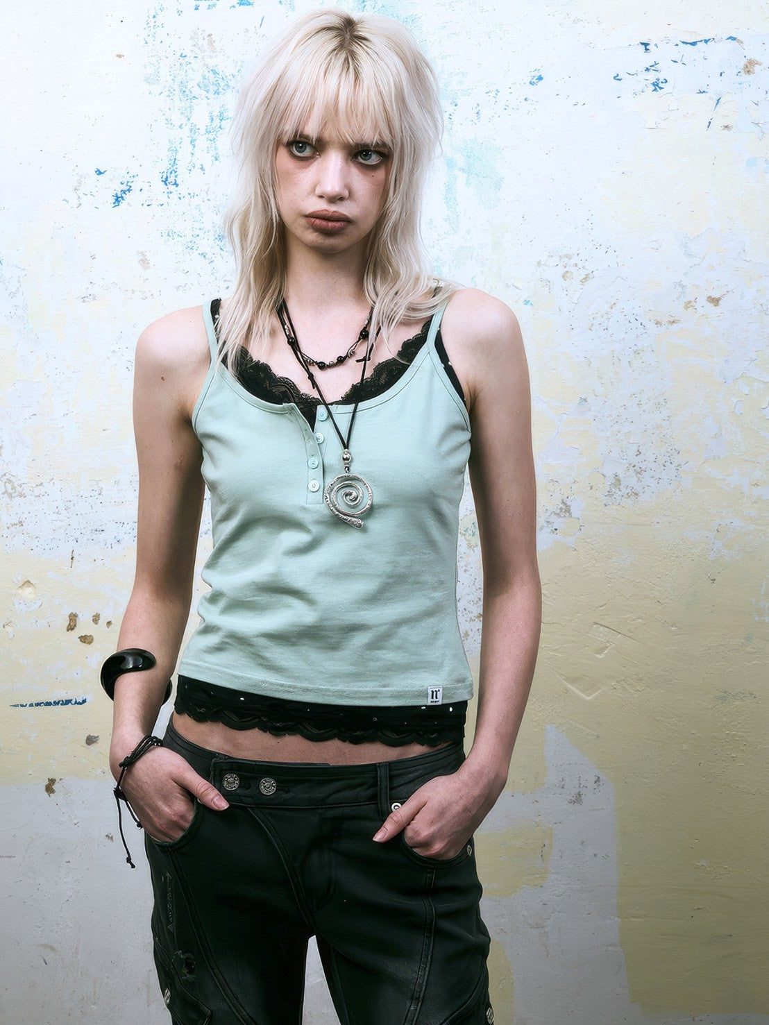 【NOT KNOWING】Lace Layered Cami Set