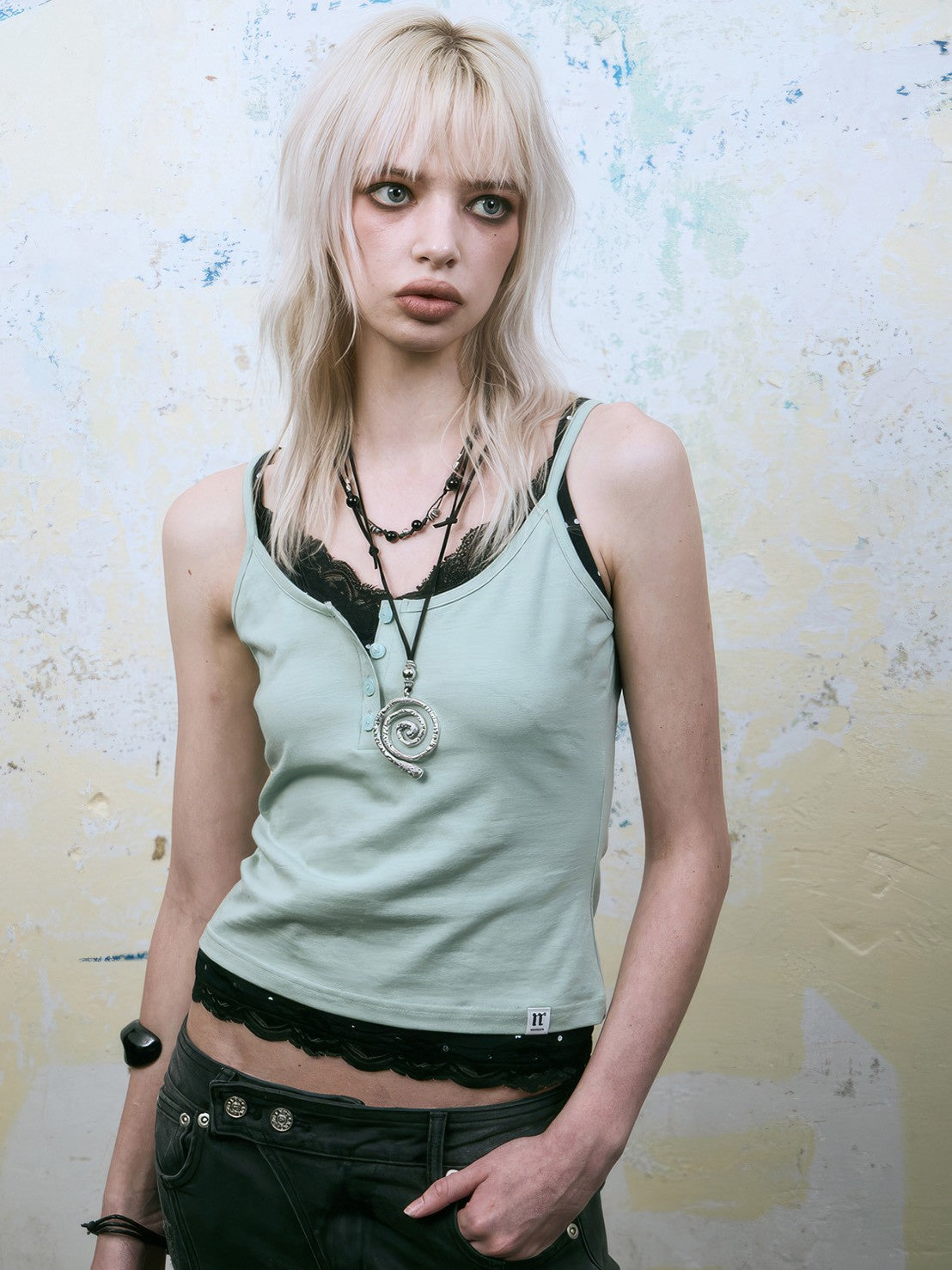 【NOT KNOWING】Lace Layered Cami Set