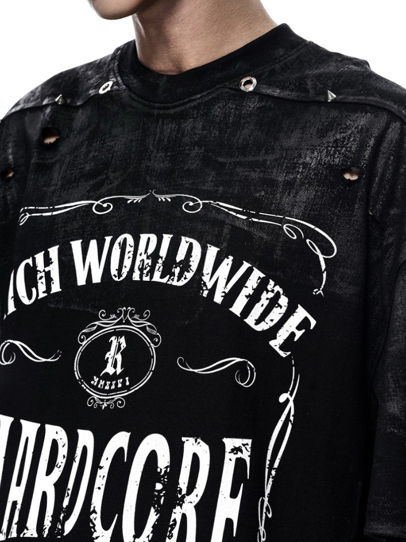 【RICH】Hardcore Waxed Oversize T-shirt